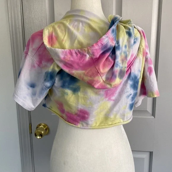 ladies fashion nova tie dye crop hoodie - Picture 5 of 6